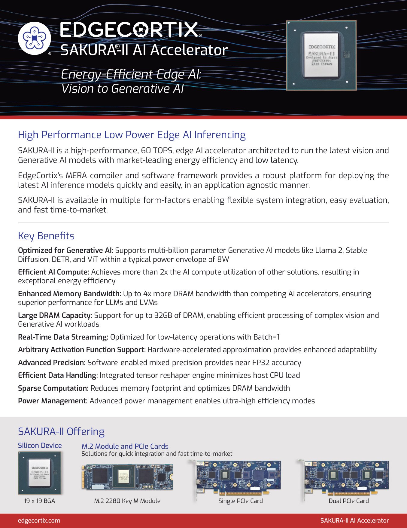 EdgeCortix SAKURA®-II Edge AI Accelerator Brief | EdgeCortix