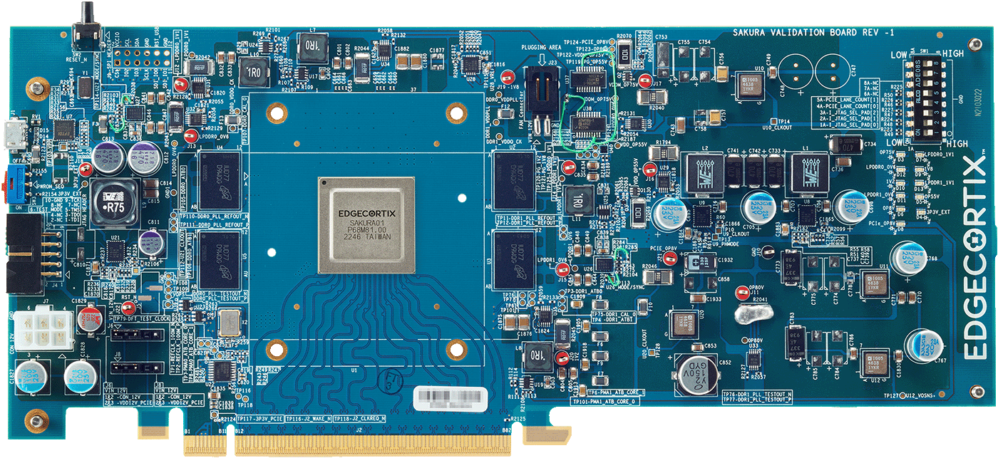 EdgeCortix SAKURA PCIe Dev Card expands a host system with a powerful, yet efficient edge AI chip delivering 40 TOPS EdgeCortix SAKURA PCIe Dev Card expands a host system with a powerful, yet efficient edge AI chip delivering 40 TOPS